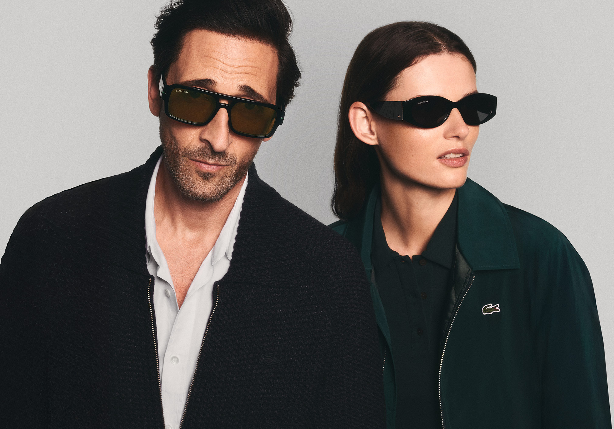 Lacoste Advertising sun style The New Icon couple shot. Style: L6056S in colors 749 and 315.